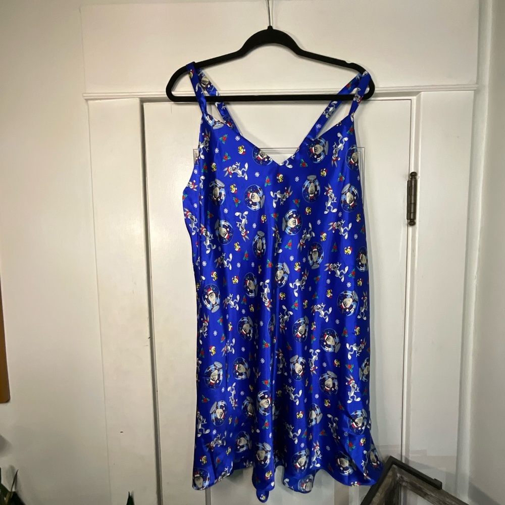 Vintage Looney Tunes Christmas Satin Nightie Slip 3X